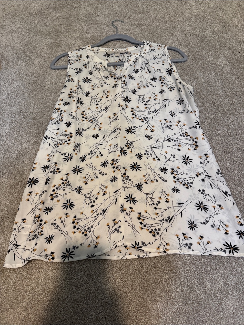 LOFT Cream Floral Sleeveless Swing Tank